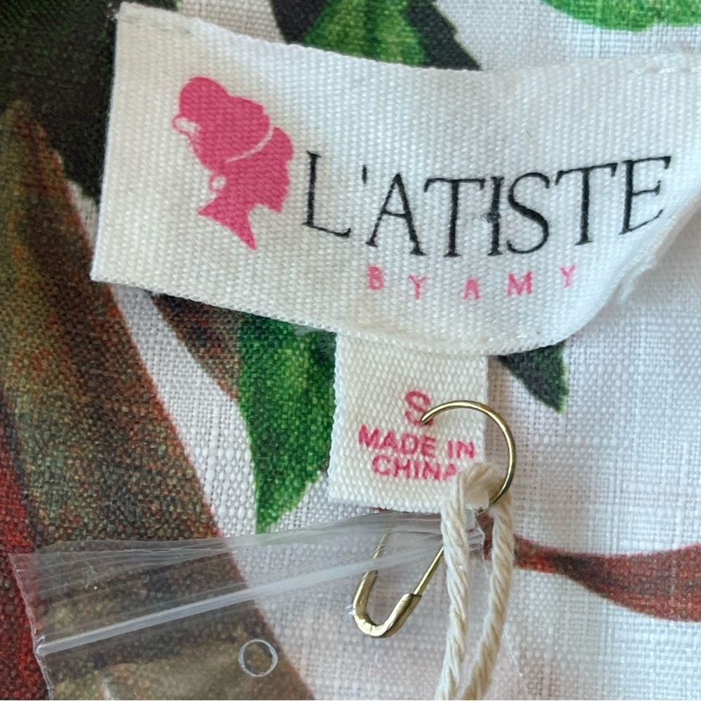 L’ATISTE set  Tropicana White Floral Print blazer and shorts - Picture 5 of 16